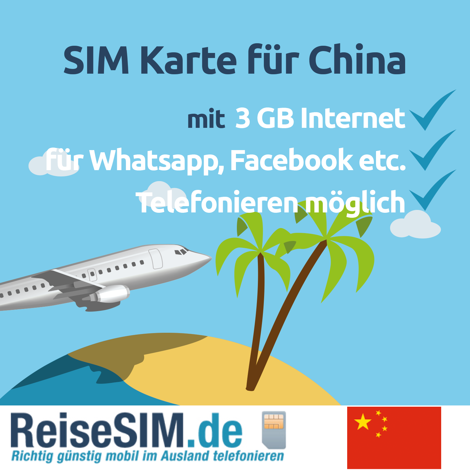 TravelFon Data SIM Karte für China inkl 3 GB Internet