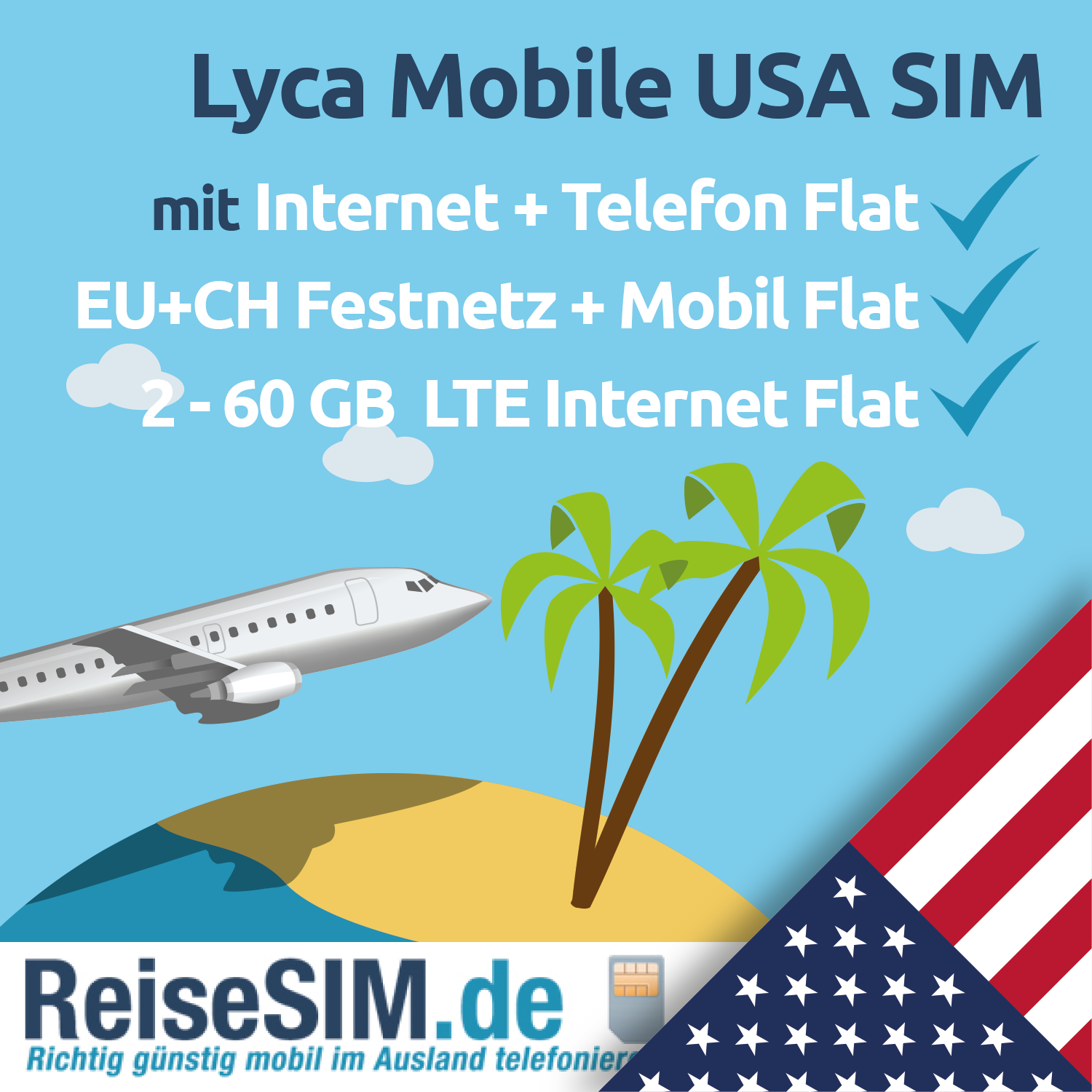 Lyca Mobile Prepaid SIM-Karte USA (Tarif L - 30 Tage)